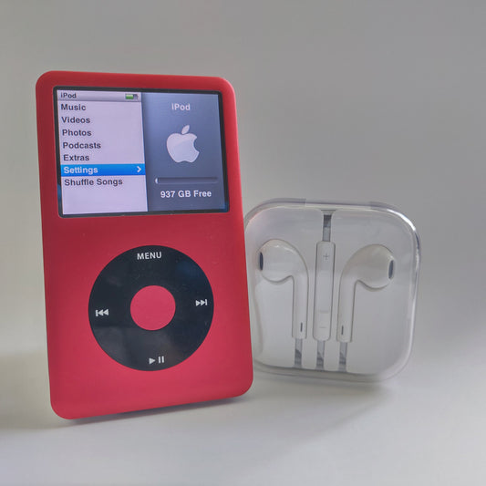 Red iPod classic with 1TB storage