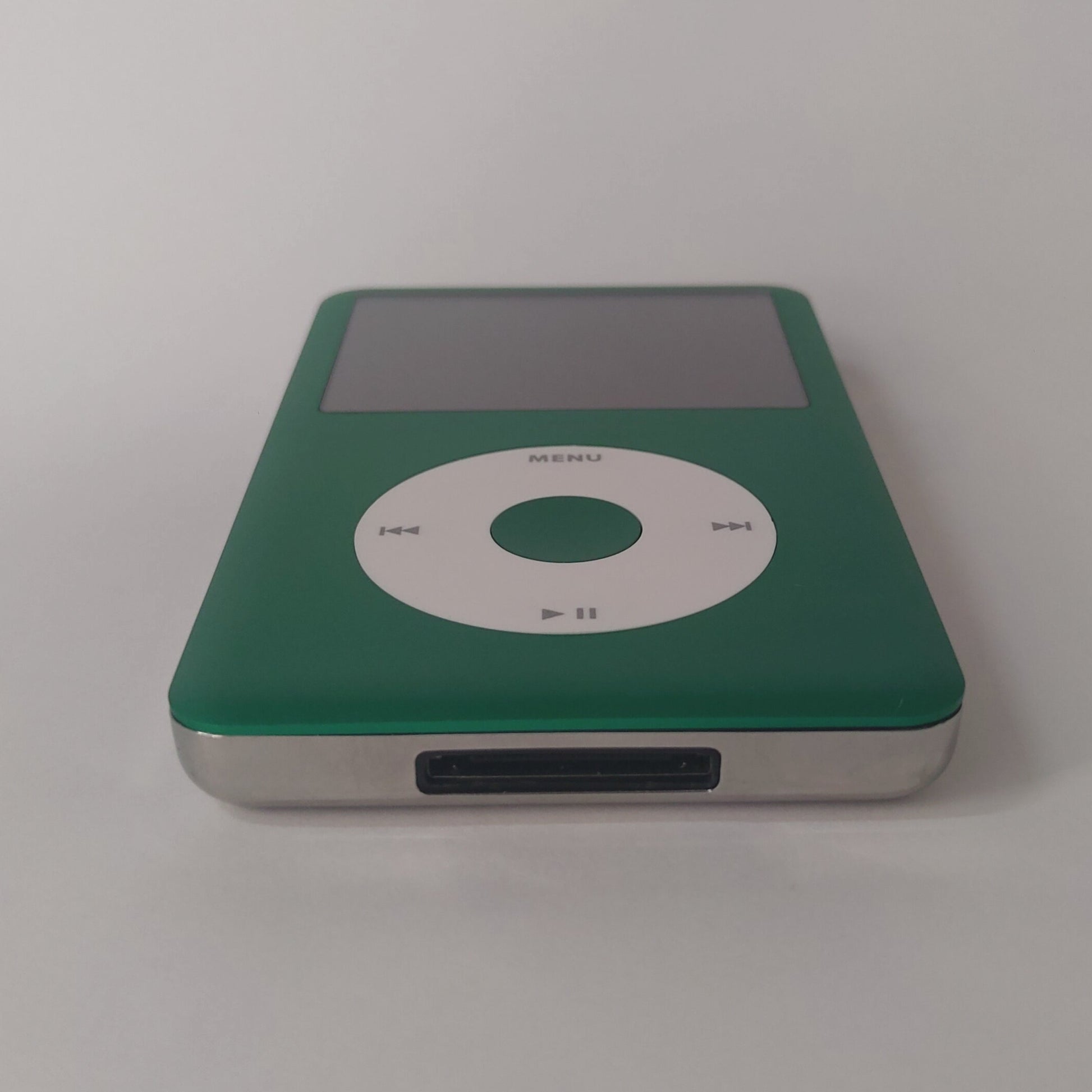 Custom iPod classic green and white botton view